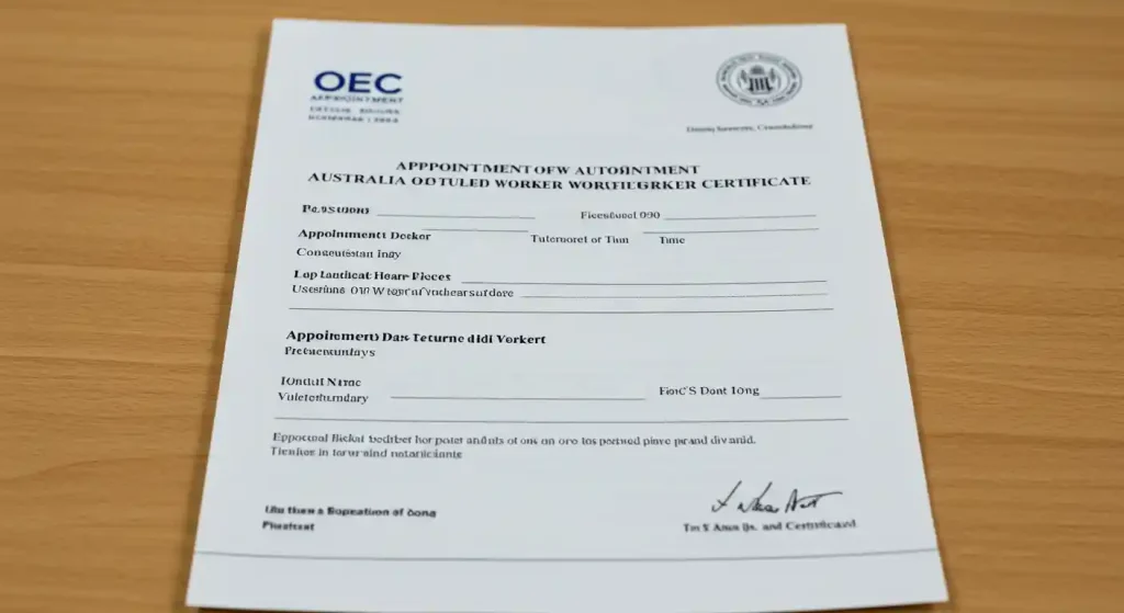 OEC Appointment Australia OFW Balik Manggagawa Certificate