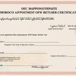 OEC Morocco Appointment OFW Balik Manggagawa Certificate