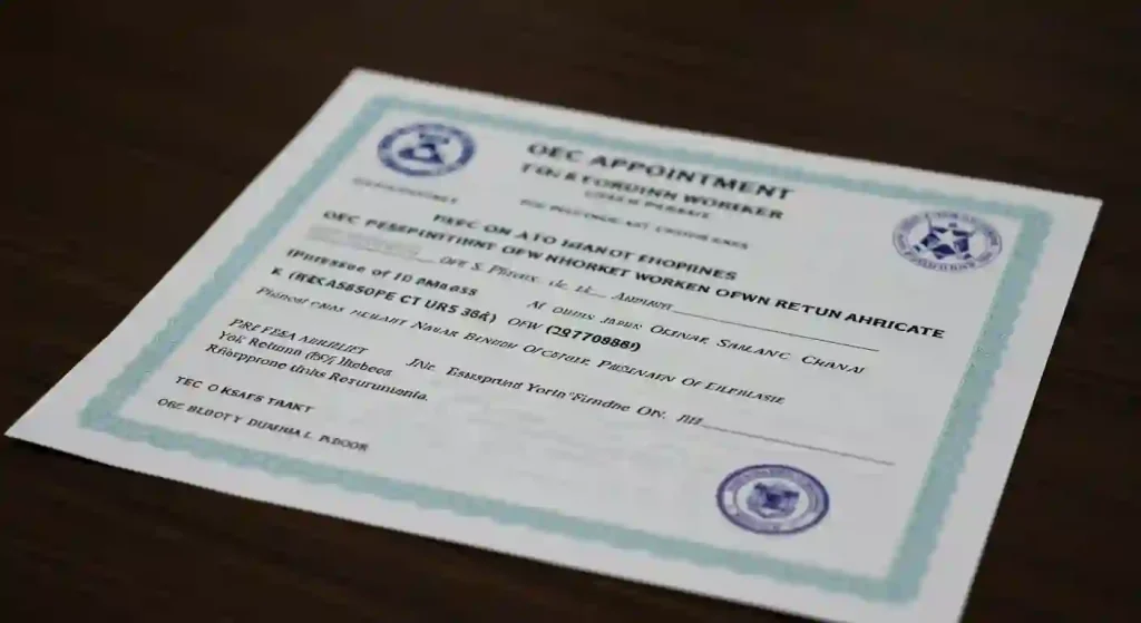 OEC Appointment Tokyo Japan OFW Balik Manggagawa Certificate